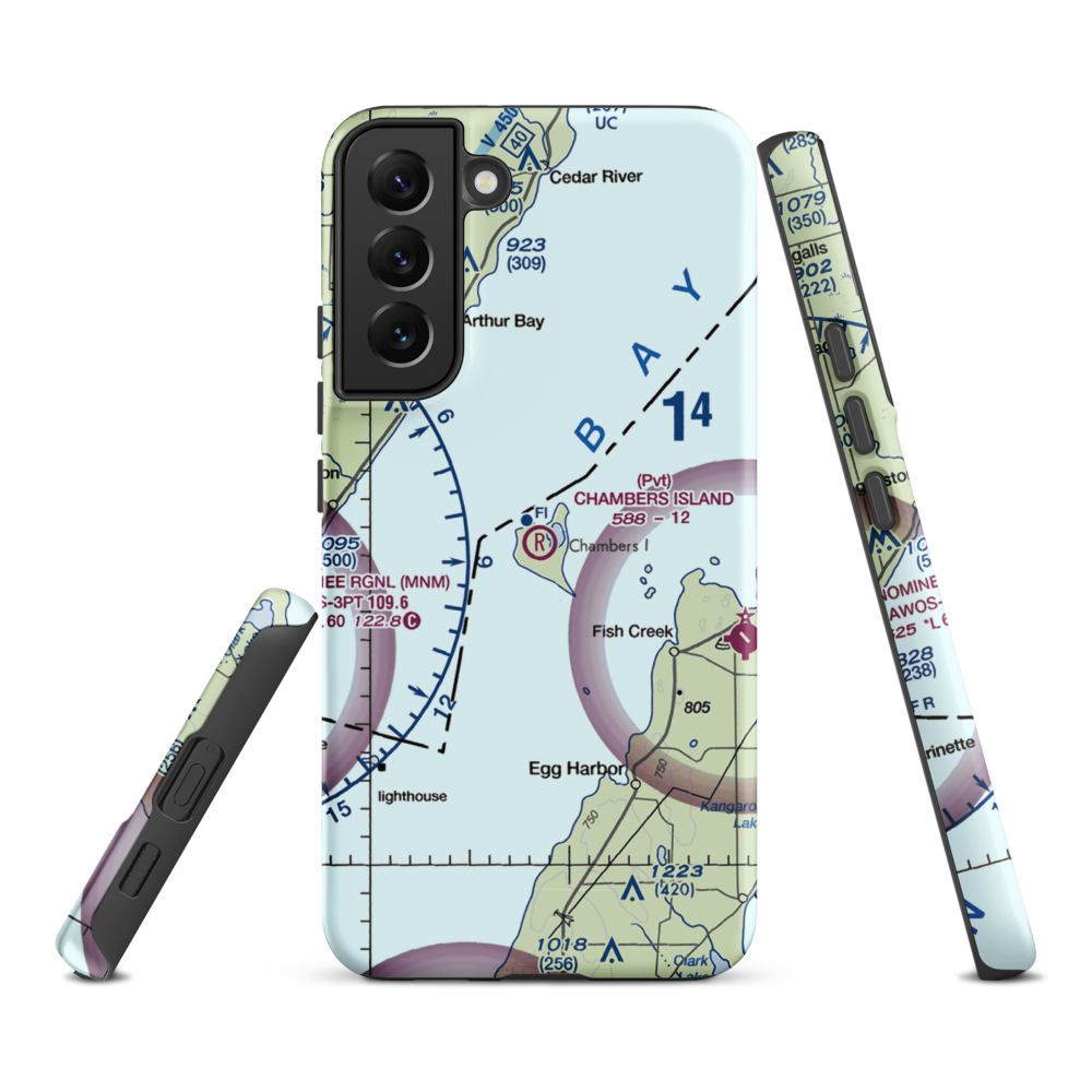 Chambers Island Airport (30WI) VFR Sectional Samsung Phone Case Samsung Galaxy S22 Plus model shown