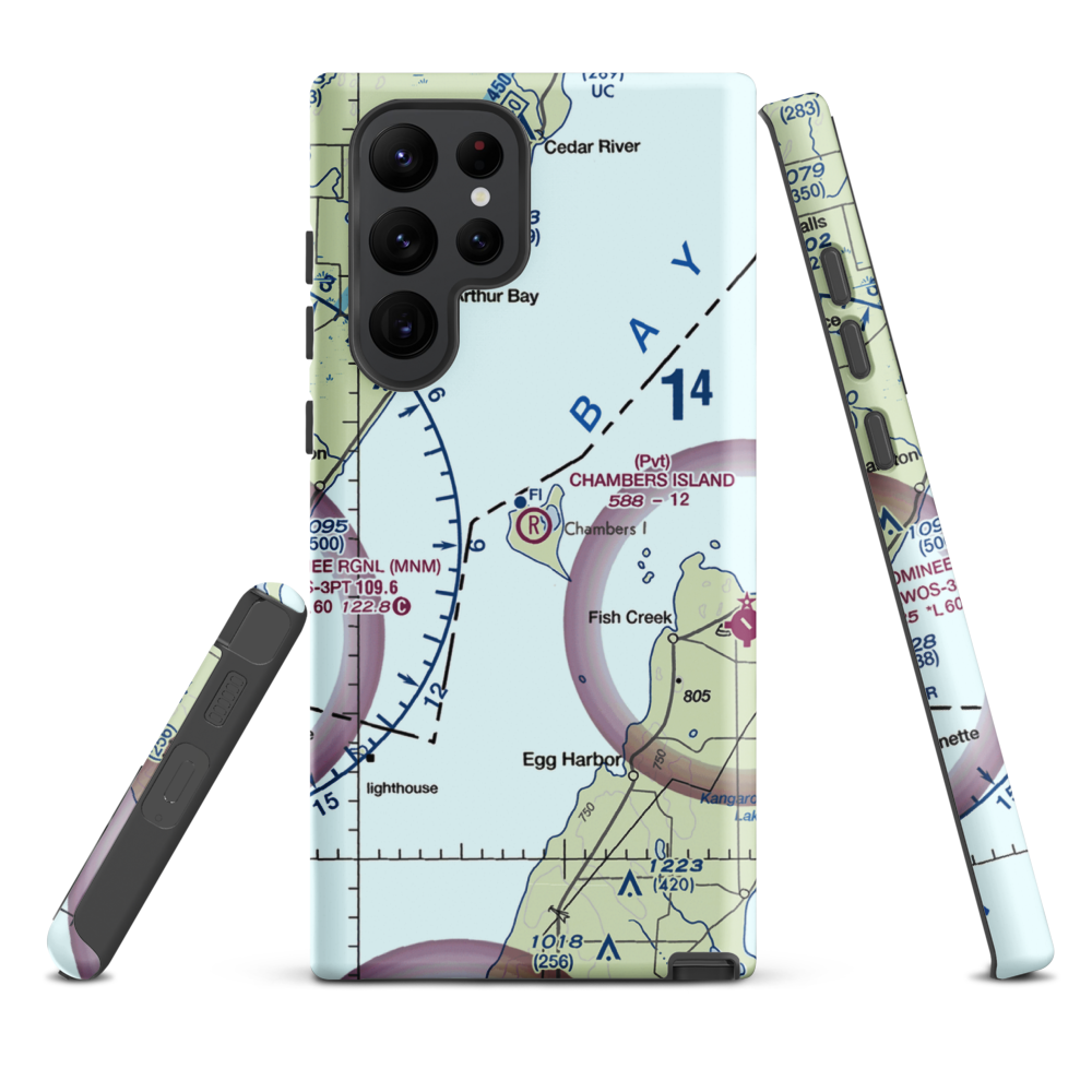 Chambers Island Airport (30WI) VFR Sectional Samsung Phone Case Samsung Galaxy S22 Ultra model shown