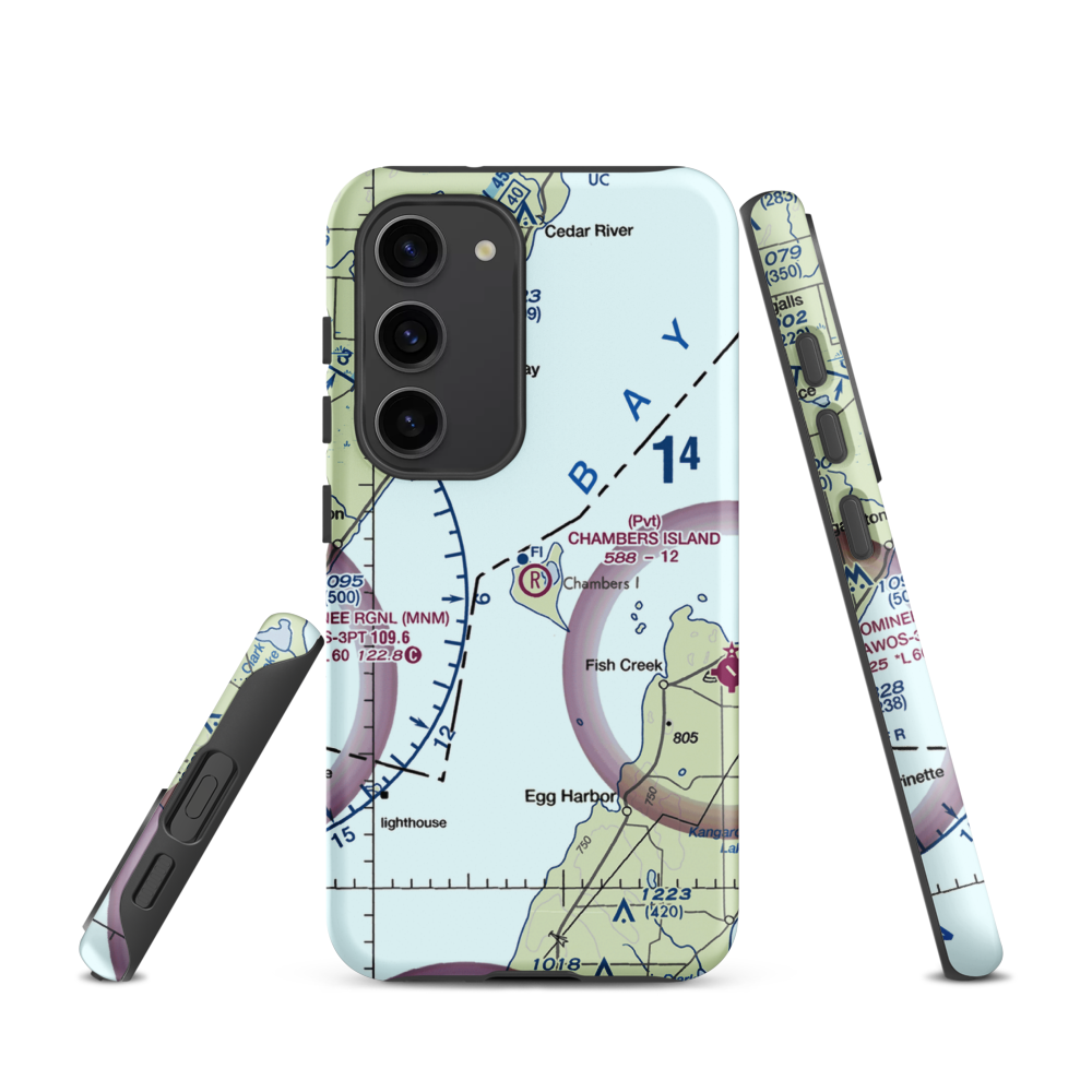 Chambers Island Airport (30WI) VFR Sectional Samsung Phone Case Samsung Galaxy S23 model shown