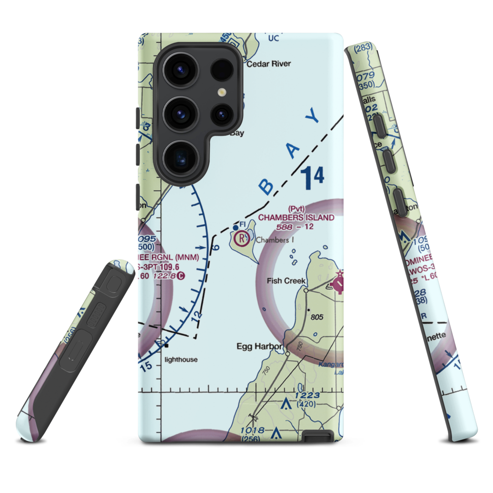 Chambers Island Airport (30WI) VFR Sectional Samsung Phone Case Samsung Galaxy S23 Ultra model shown