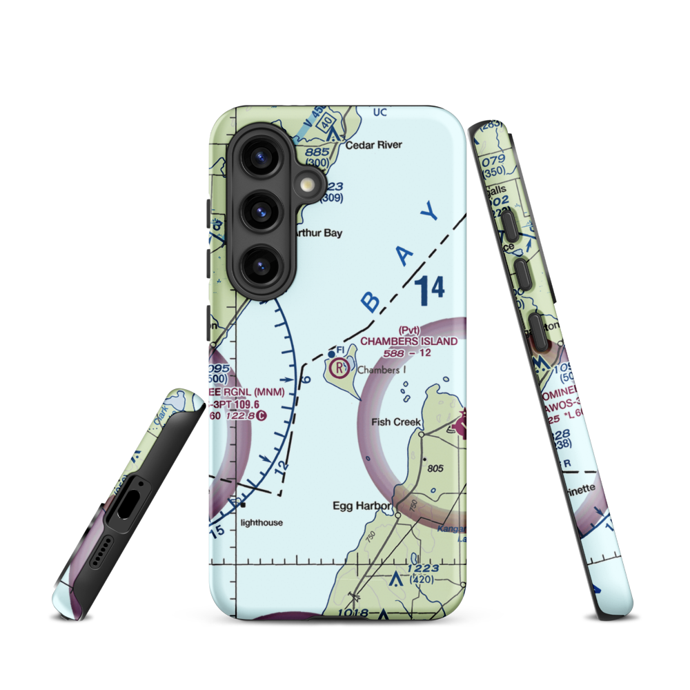 Chambers Island Airport (30WI) VFR Sectional Samsung Phone Case Samsung Galaxy S24 model shown