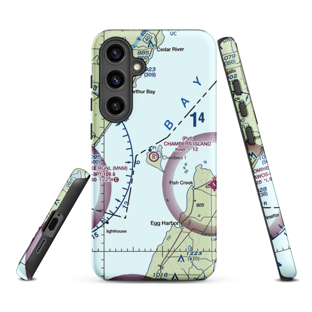Chambers Island Airport (30WI) VFR Sectional Samsung Phone Case Samsung Galaxy S24 Plus model shown