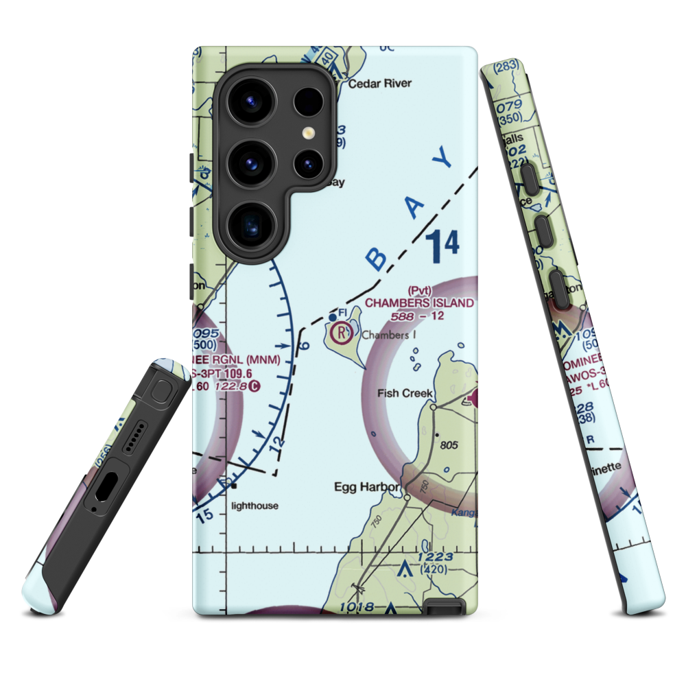 Chambers Island Airport (30WI) VFR Sectional Samsung Phone Case Samsung Galaxy S24 Ultra model shown