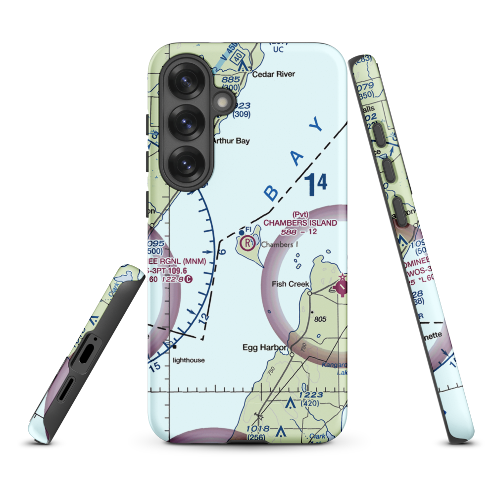 Chambers Island Airport (30WI) VFR Sectional Samsung Phone Case Samsung Galaxy S25 Plus model shown