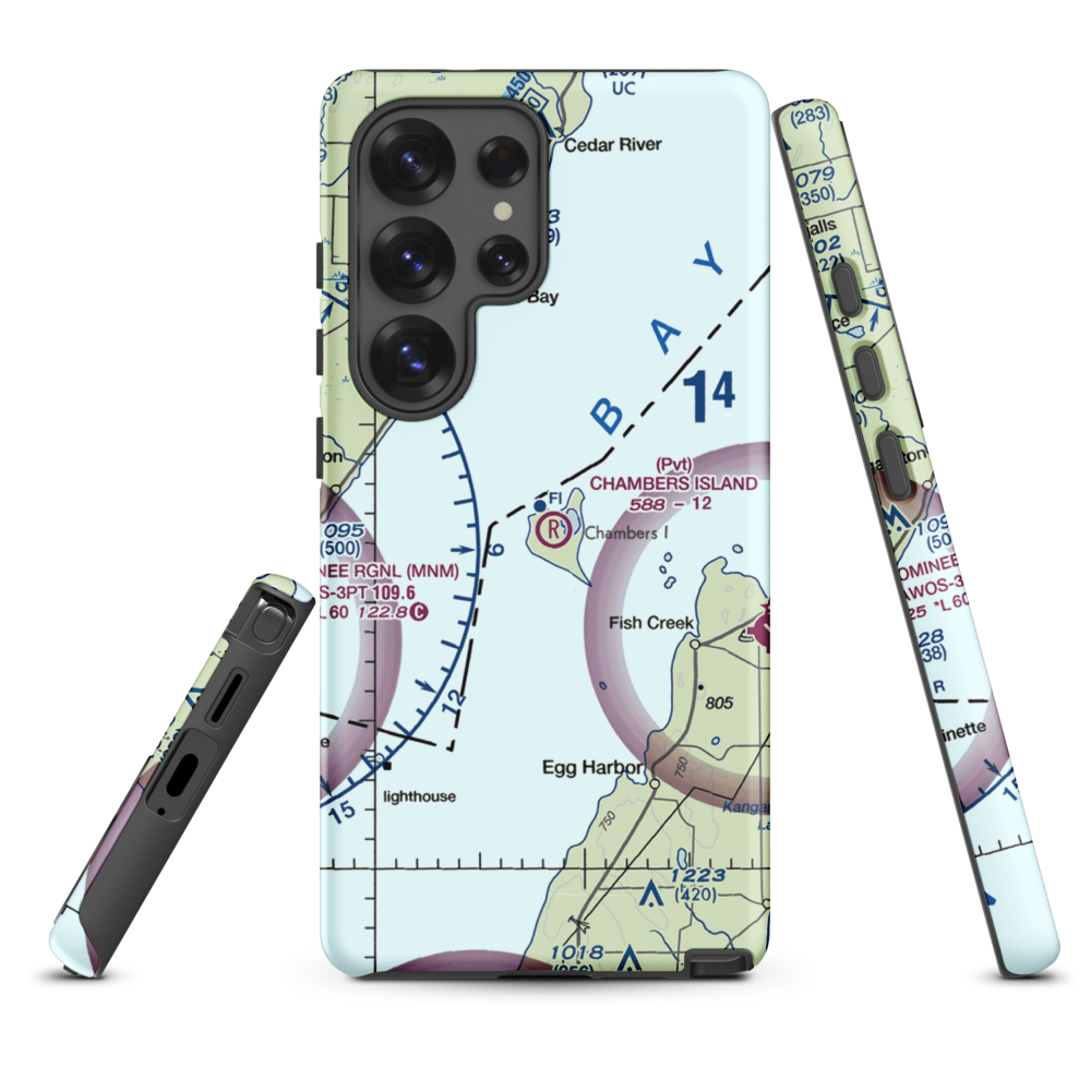 Chambers Island Airport (30WI) VFR Sectional Samsung Phone Case Samsung Galaxy S25 Ultra model shown