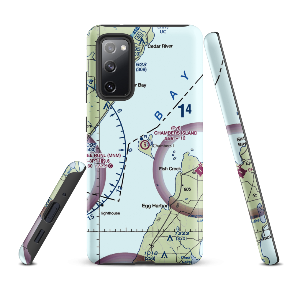 Chambers Island Airport (30WI) VFR Sectional Samsung Phone Case Samsung Galaxy S20 FE model shown
