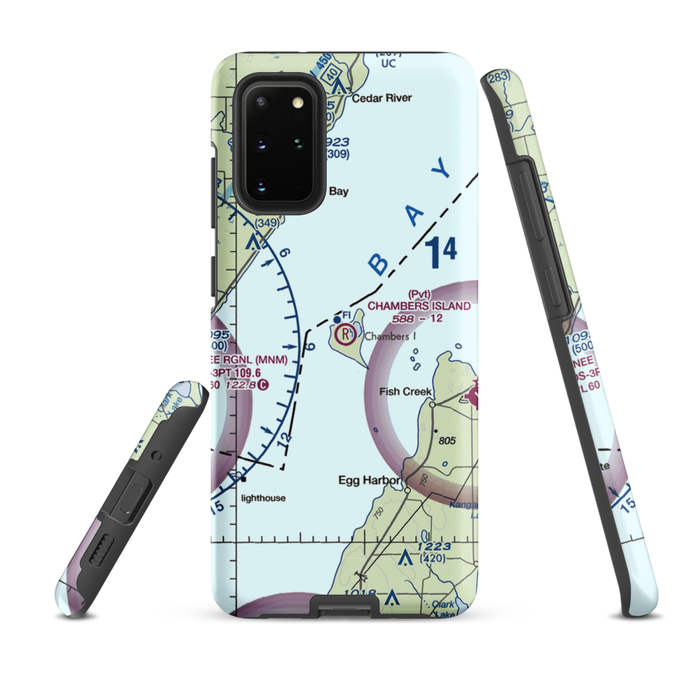 Chambers Island Airport (30WI) VFR Sectional Samsung Phone Case Samsung Galaxy S20 Plus model shown