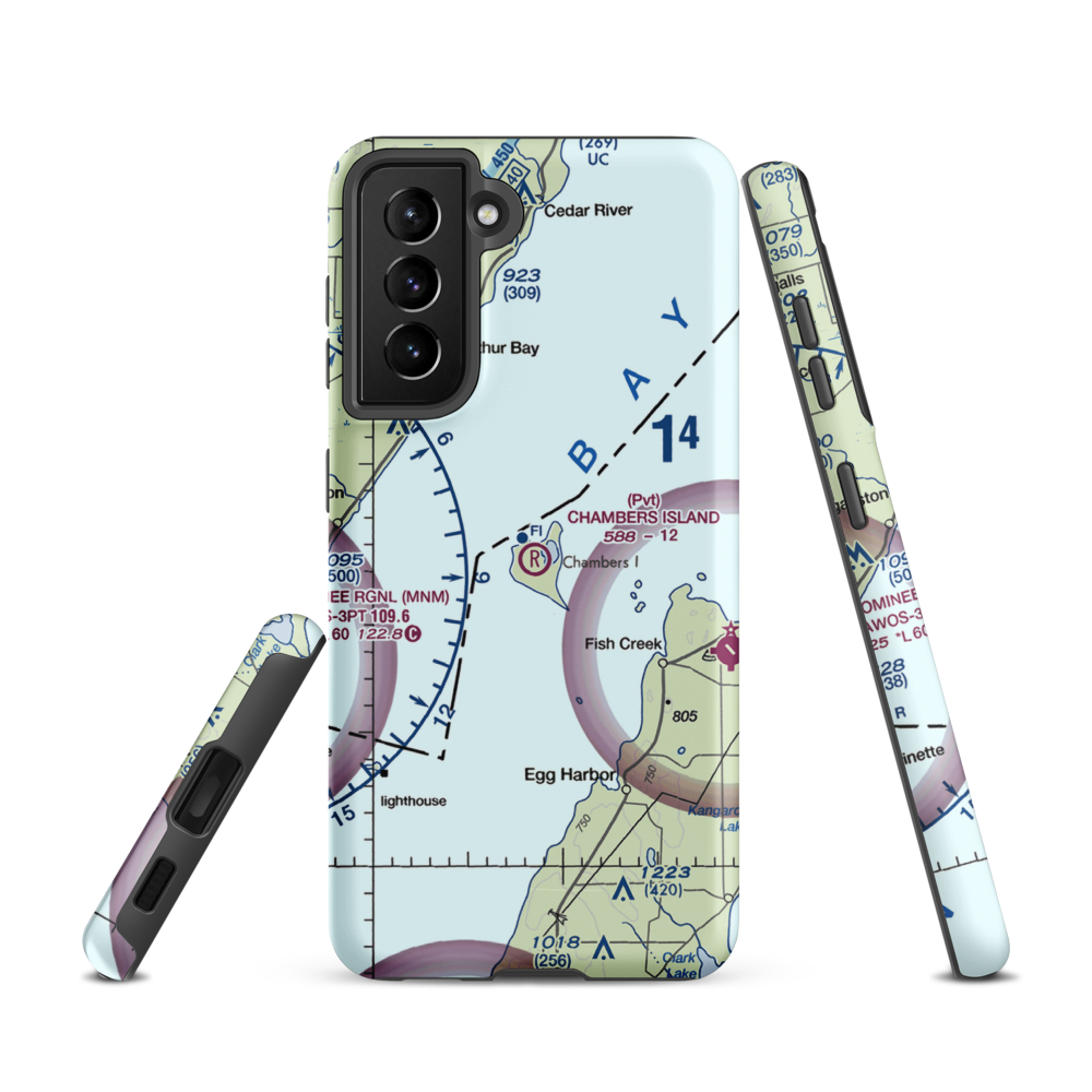 Chambers Island Airport (30WI) VFR Sectional Samsung Phone Case Samsung Galaxy S21 model shown