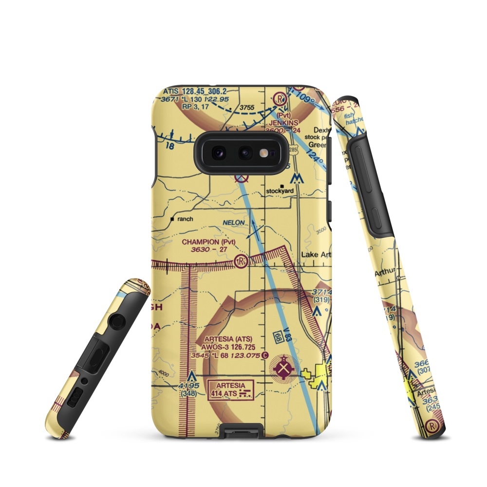 Champion Ranch Airport (01NM) VFR Sectional Samsung Phone Case Samsung Galaxy S10e model shown
