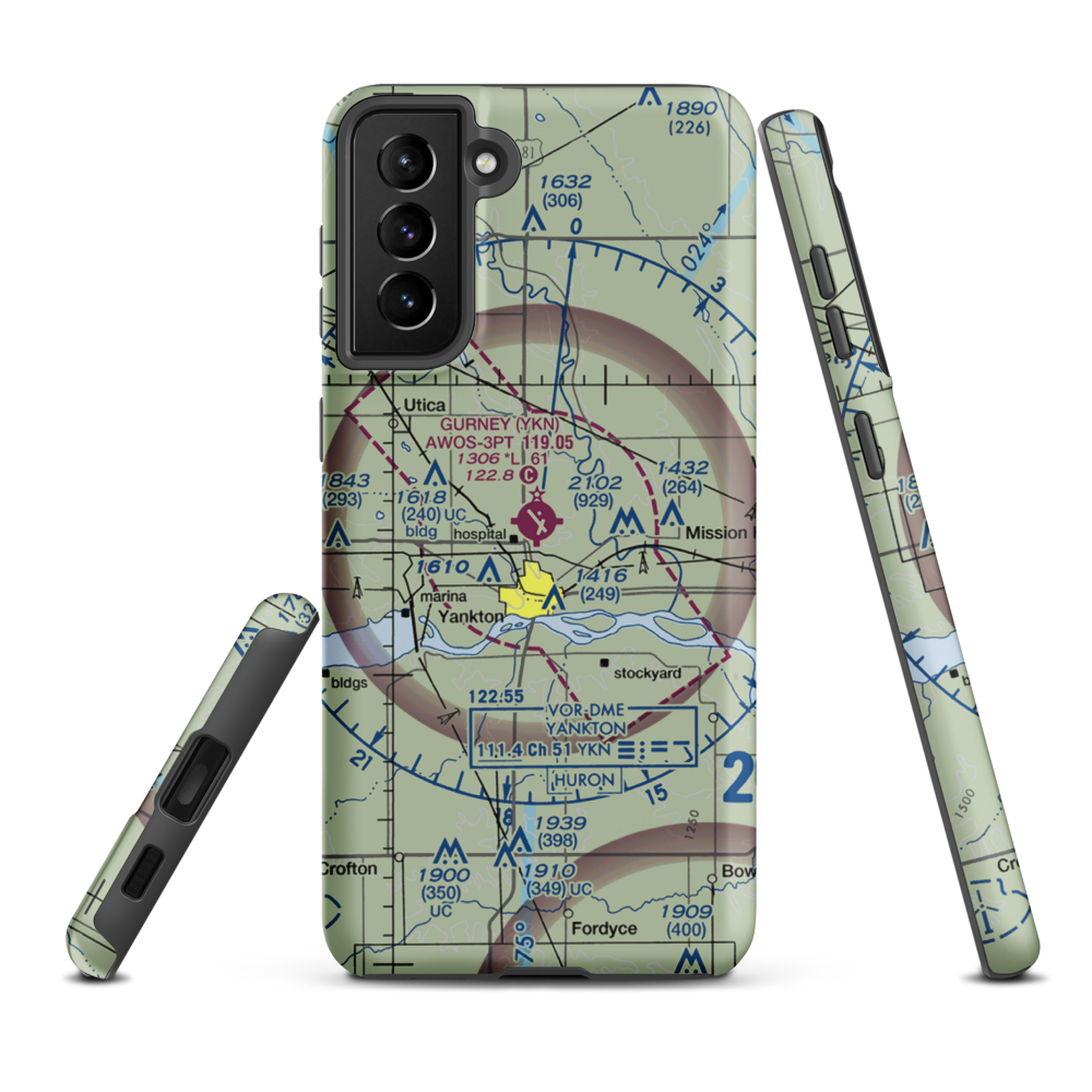 Chan Gurney Municipal Airport (YKN) VFR Sectional Samsung Phone Case Samsung Galaxy S21 Plus model shown