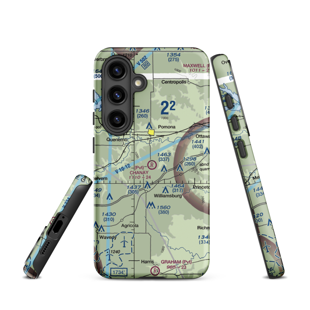 Chanay Airport (40KS) VFR Sectional Samsung Phone Case Samsung Galaxy S24 model shown