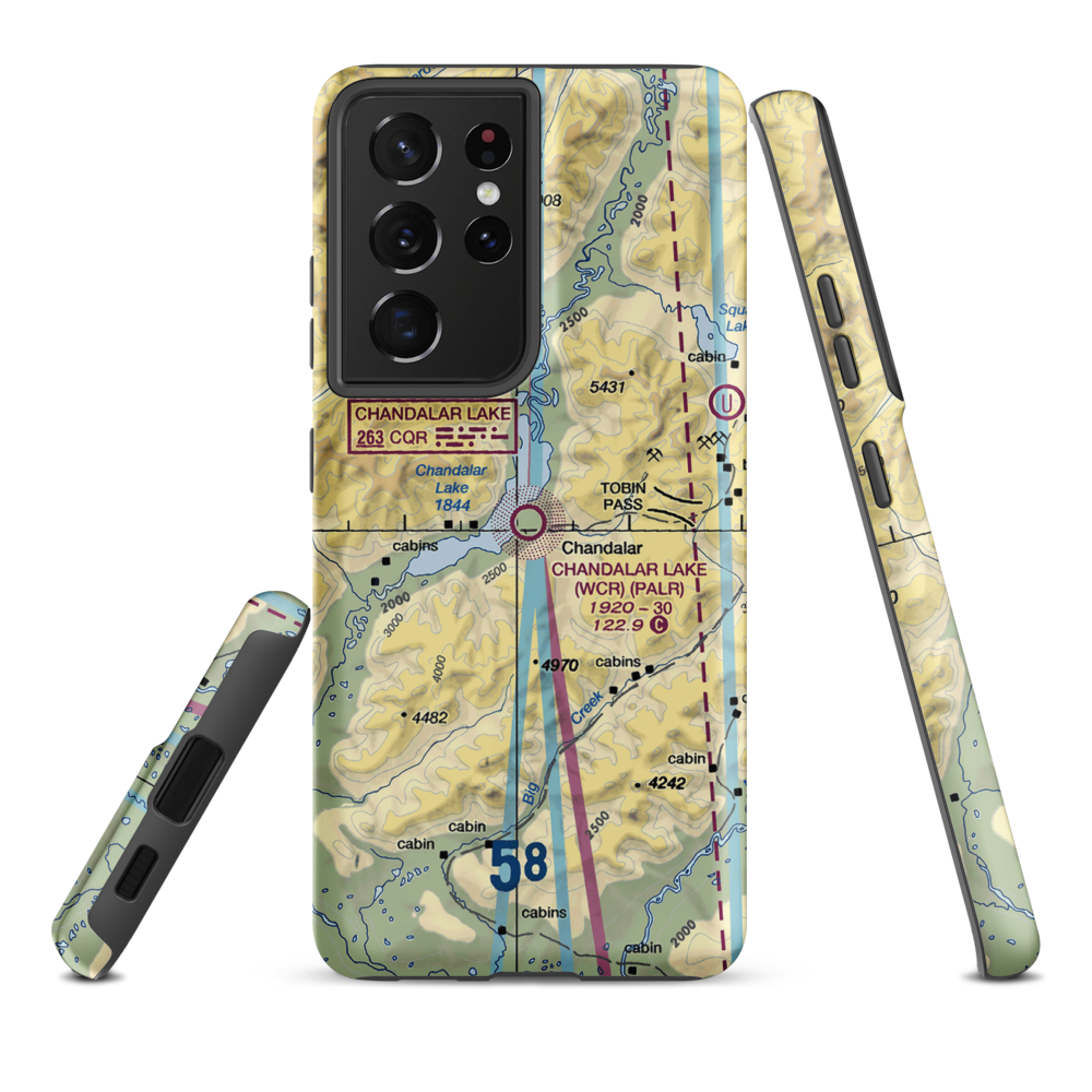 Chandalar Lake Airport (WCR) VFR Sectional Samsung Phone Case Samsung Galaxy S21 Ultra model shown