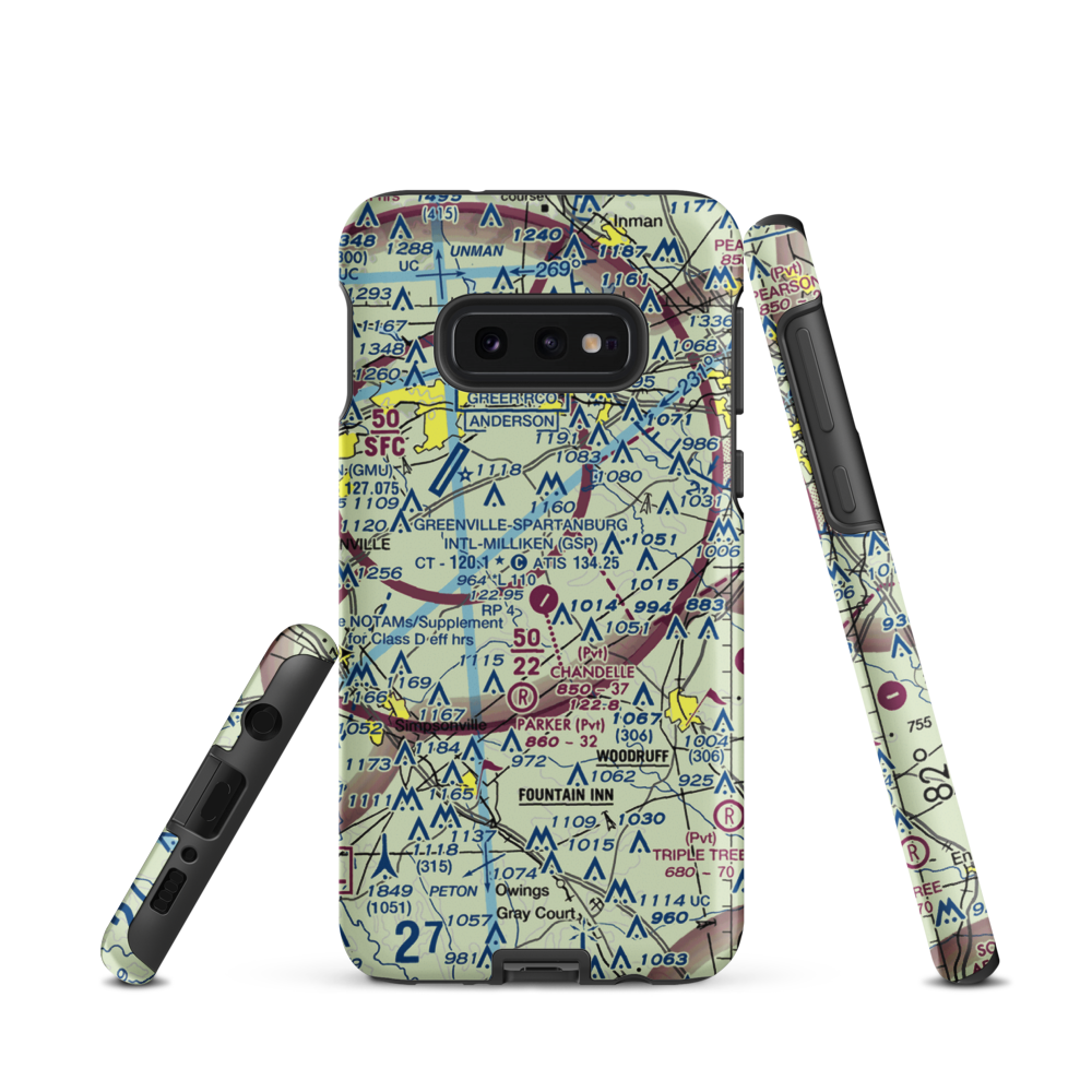 Chandelle Airport (SC72) VFR Sectional Samsung Phone Case Samsung Galaxy S10 Plus model shown