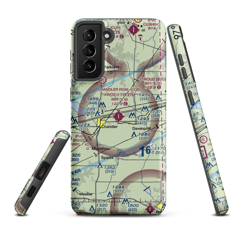 Chandler Regional Airport (CQB) VFR Sectional Samsung Phone Case Samsung Galaxy S21 Plus model shown