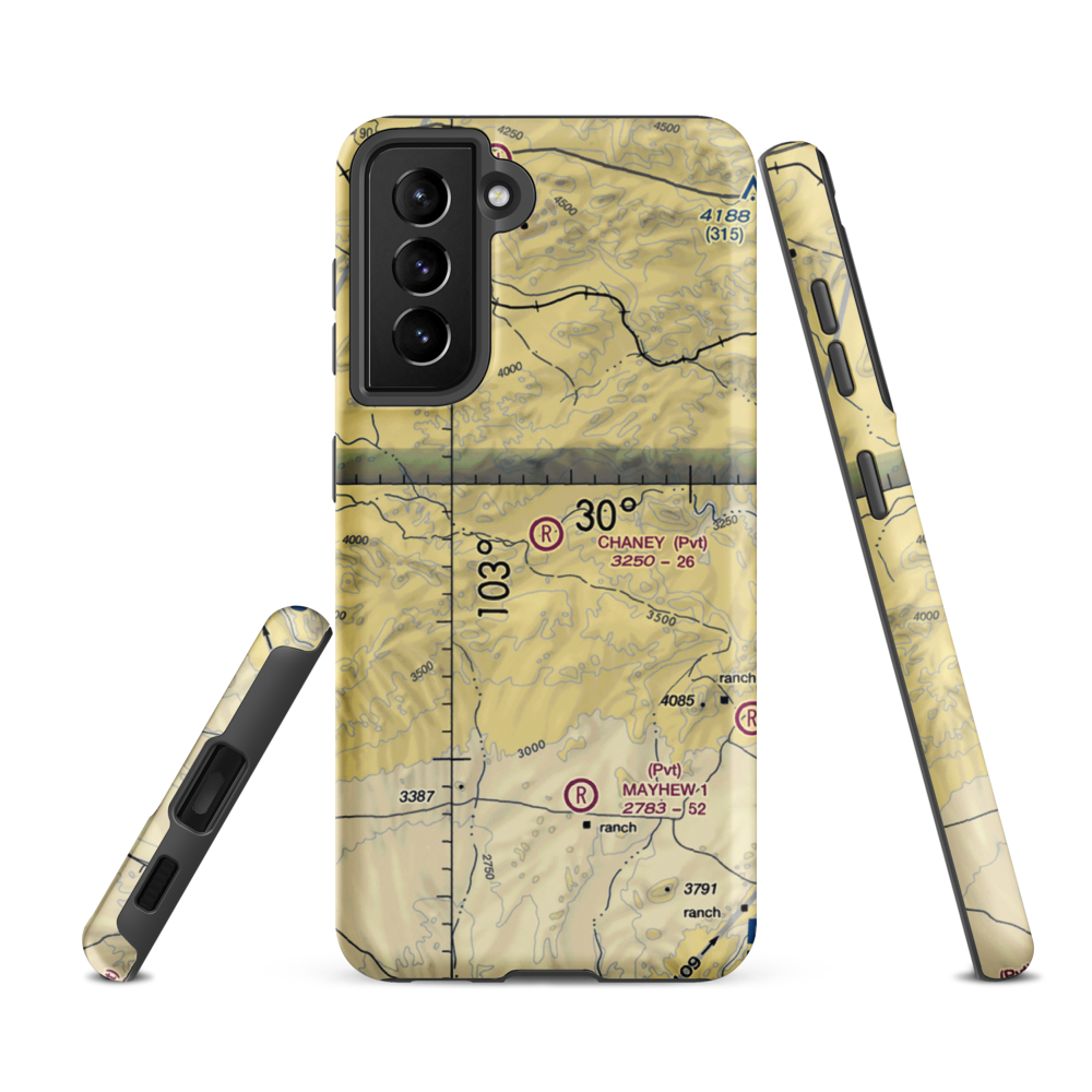 Chaney San Francisco Ranch Airport (92TE) VFR Sectional Samsung Phone Case Samsung Galaxy S21 FE model shown
