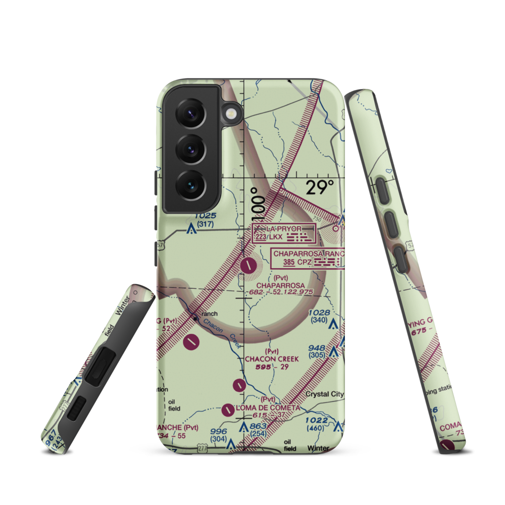 Chaparrosa Ranch Airport (72TE) VFR Sectional Samsung Phone Case Samsung Galaxy S22 model shown