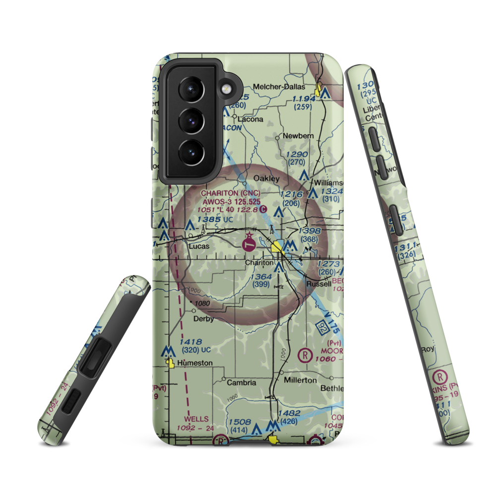Chariton Municipal Airport (CNC) VFR Sectional Samsung Phone Case Samsung Galaxy S21 FE model shown