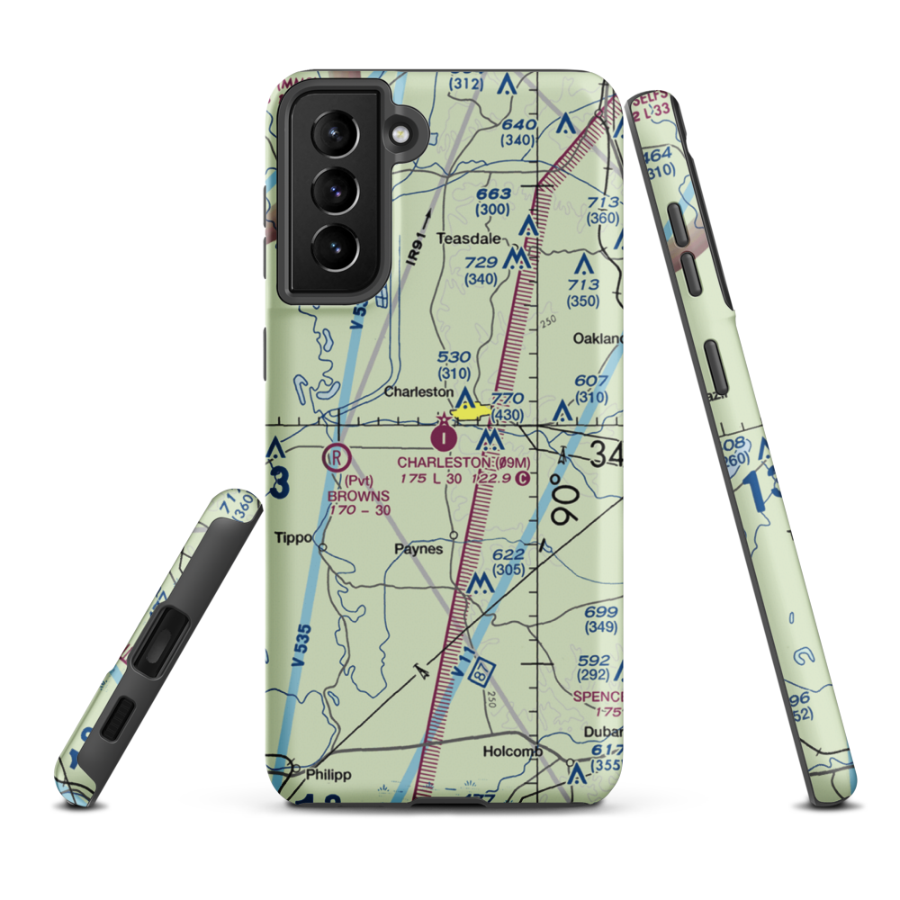 Charleston Municipal Airport (09M) VFR Sectional Samsung Phone Case Samsung Galaxy S21 FE model shown