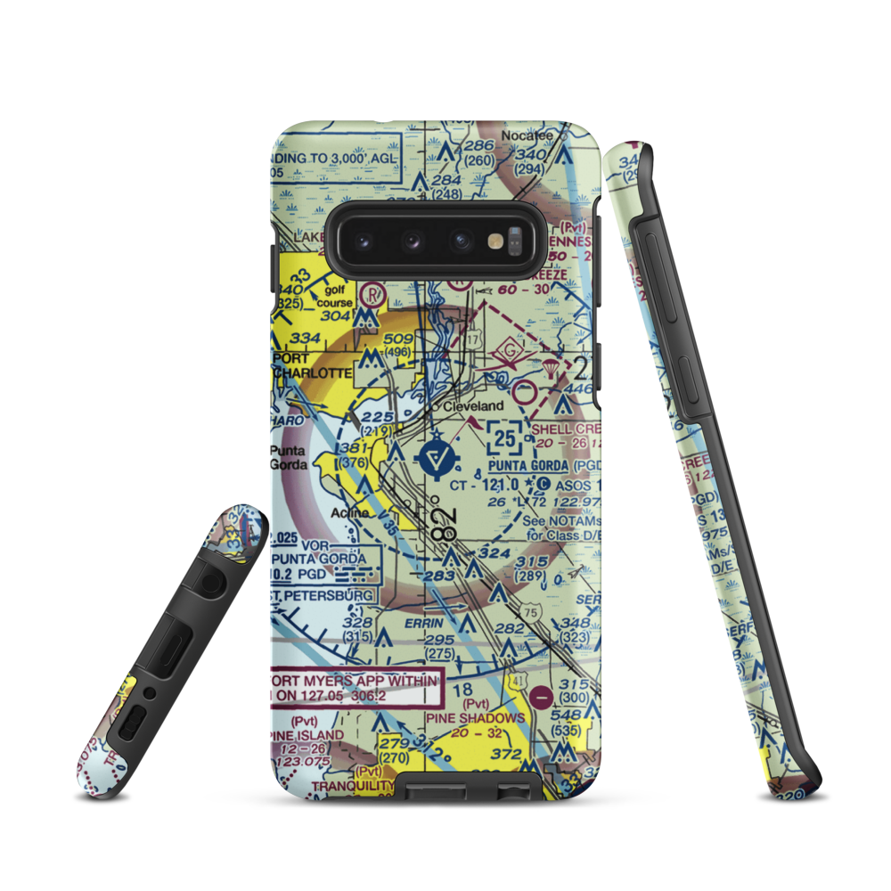 Charlotte County Airport (PGD) VFR Sectional Samsung Phone Case Samsung Galaxy S10 model shown