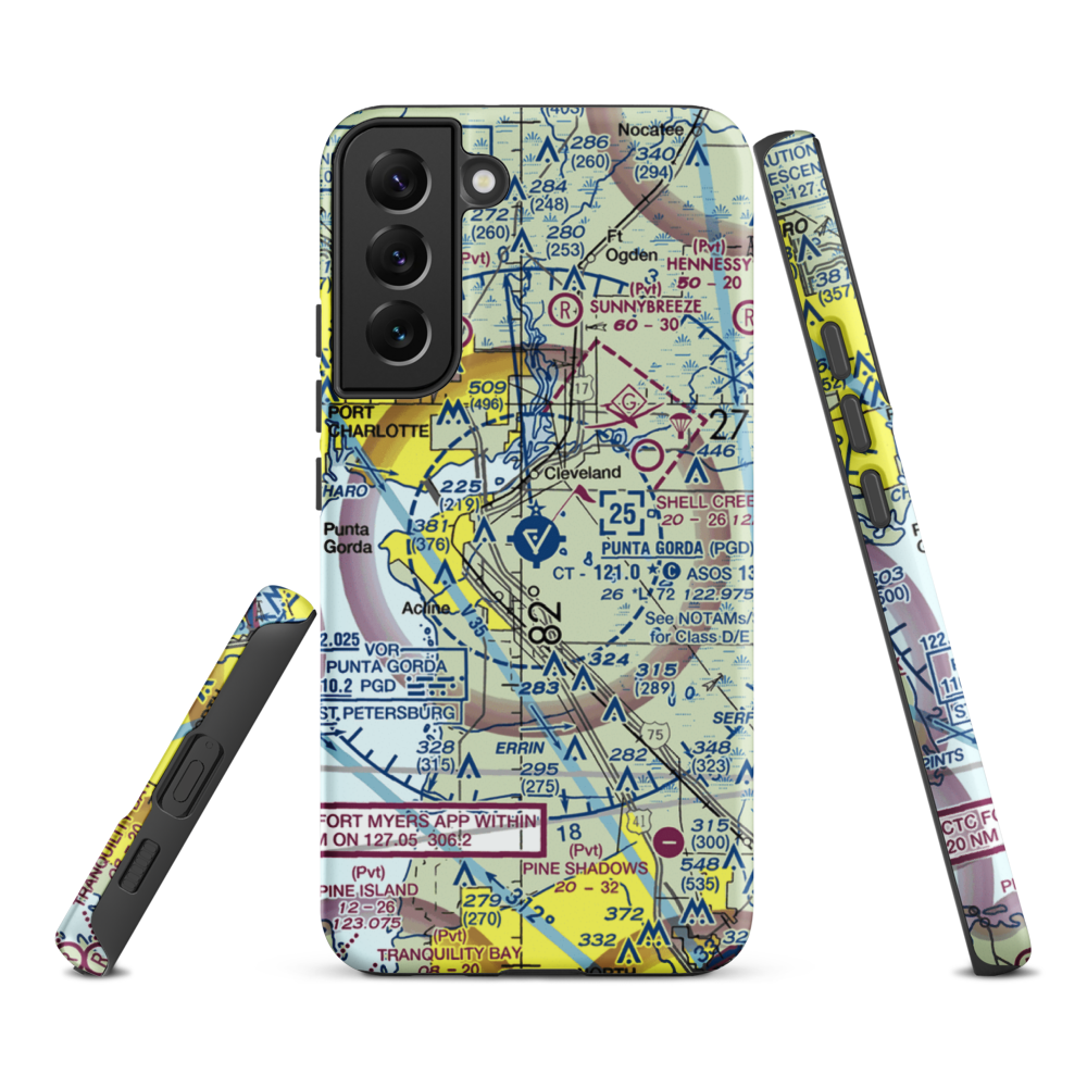 Charlotte County Airport (PGD) VFR Sectional Samsung Phone Case Samsung Galaxy S22 Plus model shown