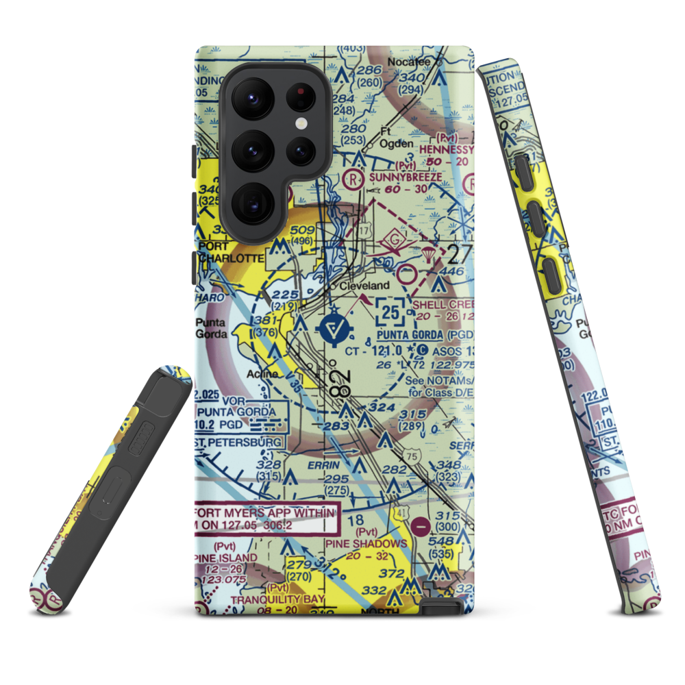 Charlotte County Airport (PGD) VFR Sectional Samsung Phone Case Samsung Galaxy S22 Ultra model shown