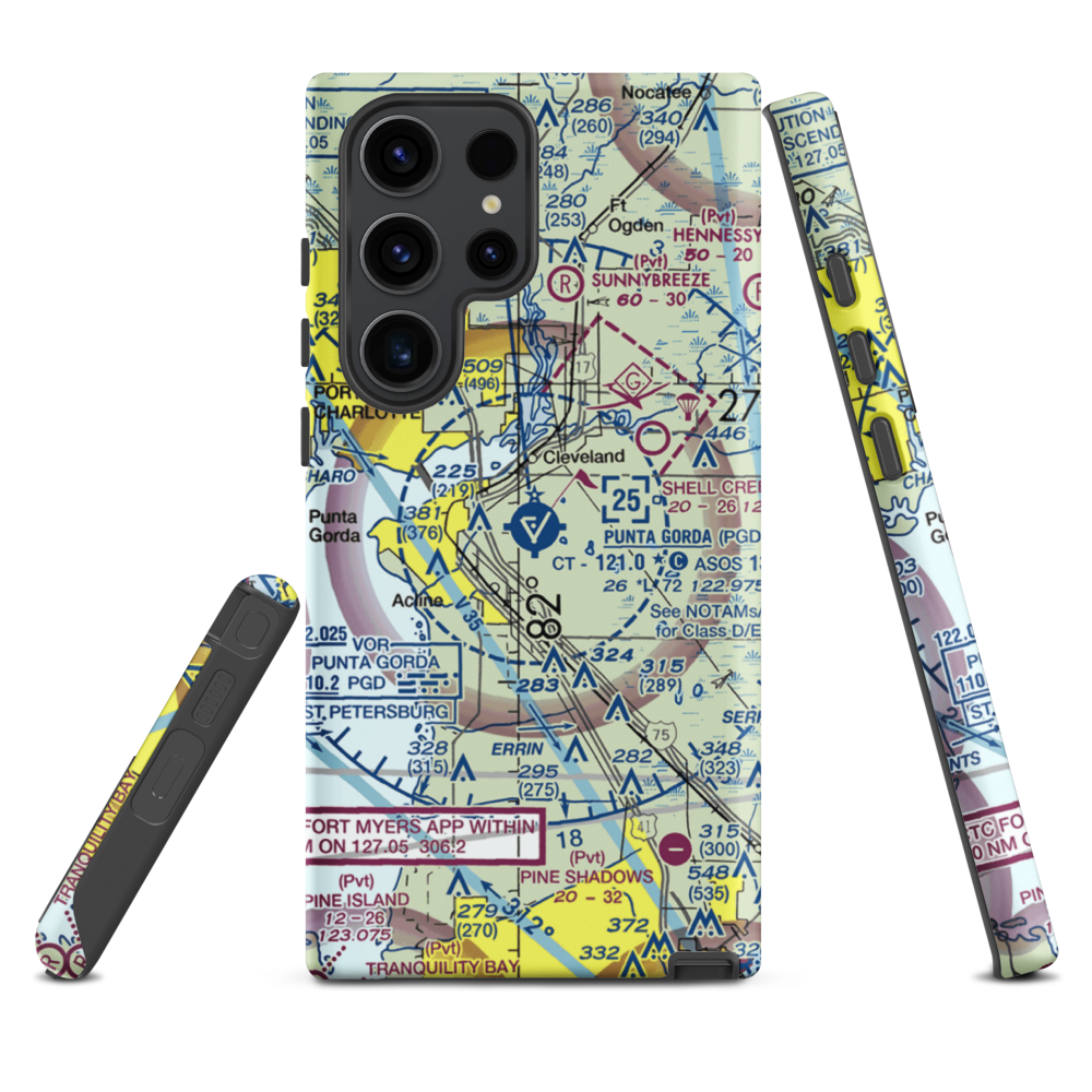Charlotte County Airport (PGD) VFR Sectional Samsung Phone Case Samsung Galaxy S23 Ultra model shown