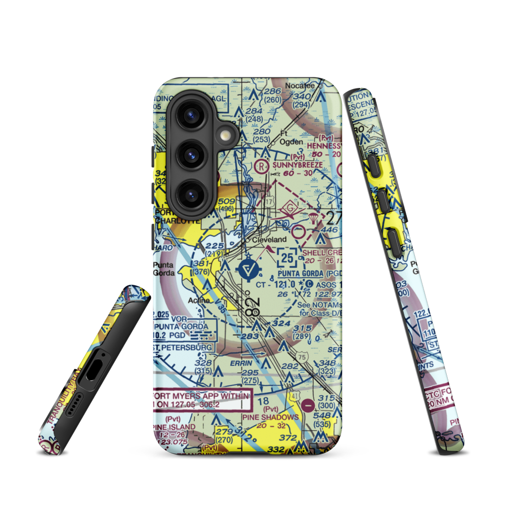Charlotte County Airport (PGD) VFR Sectional Samsung Phone Case Samsung Galaxy S24 model shown