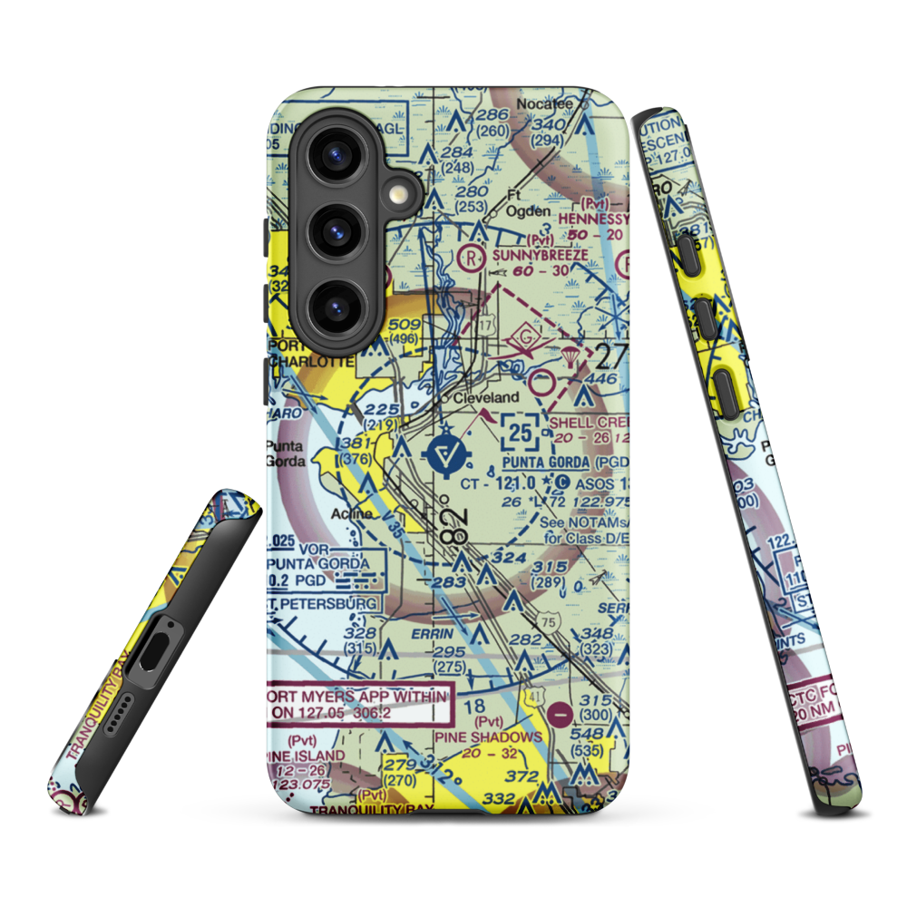 Charlotte County Airport (PGD) VFR Sectional Samsung Phone Case Samsung Galaxy S24 Plus model shown