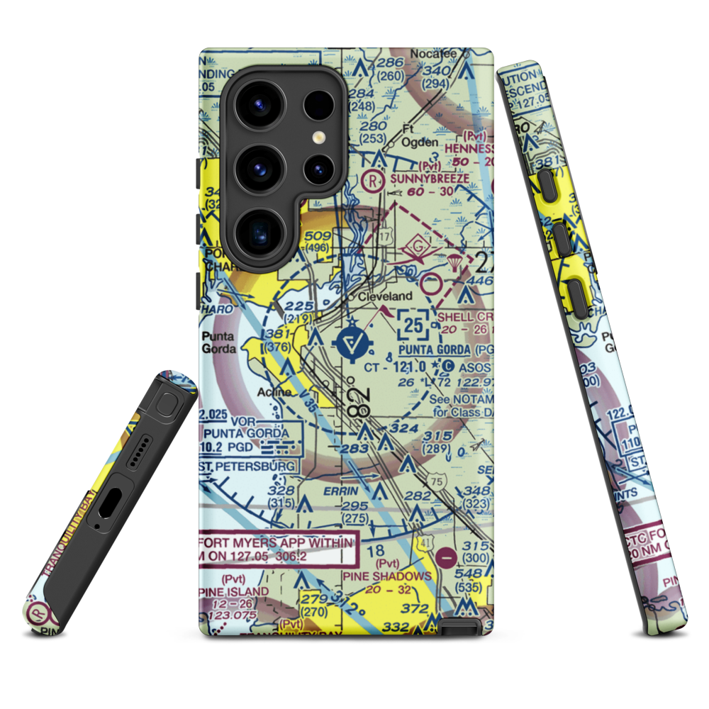 Charlotte County Airport (PGD) VFR Sectional Samsung Phone Case Samsung Galaxy S24 Ultra model shown