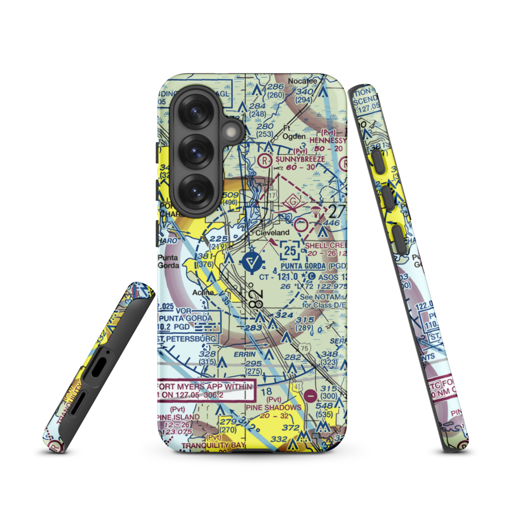 Charlotte County Airport (PGD) VFR Sectional Samsung Phone Case Samsung Galaxy S25 model shown