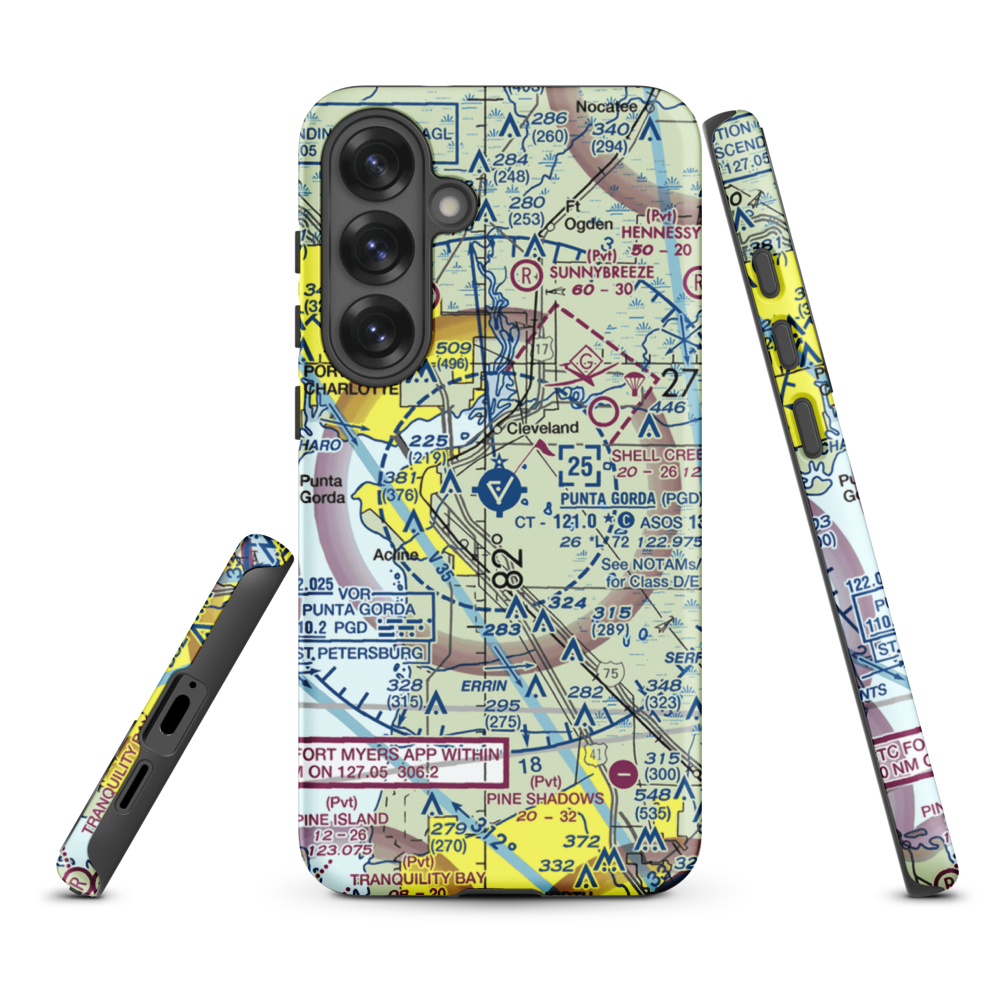 Charlotte County Airport (PGD) VFR Sectional Samsung Phone Case Samsung Galaxy S25 Plus model shown