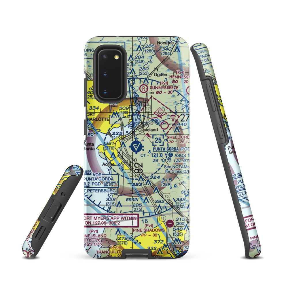 Charlotte County Airport (PGD) VFR Sectional Samsung Phone Case Samsung Galaxy S20 model shown