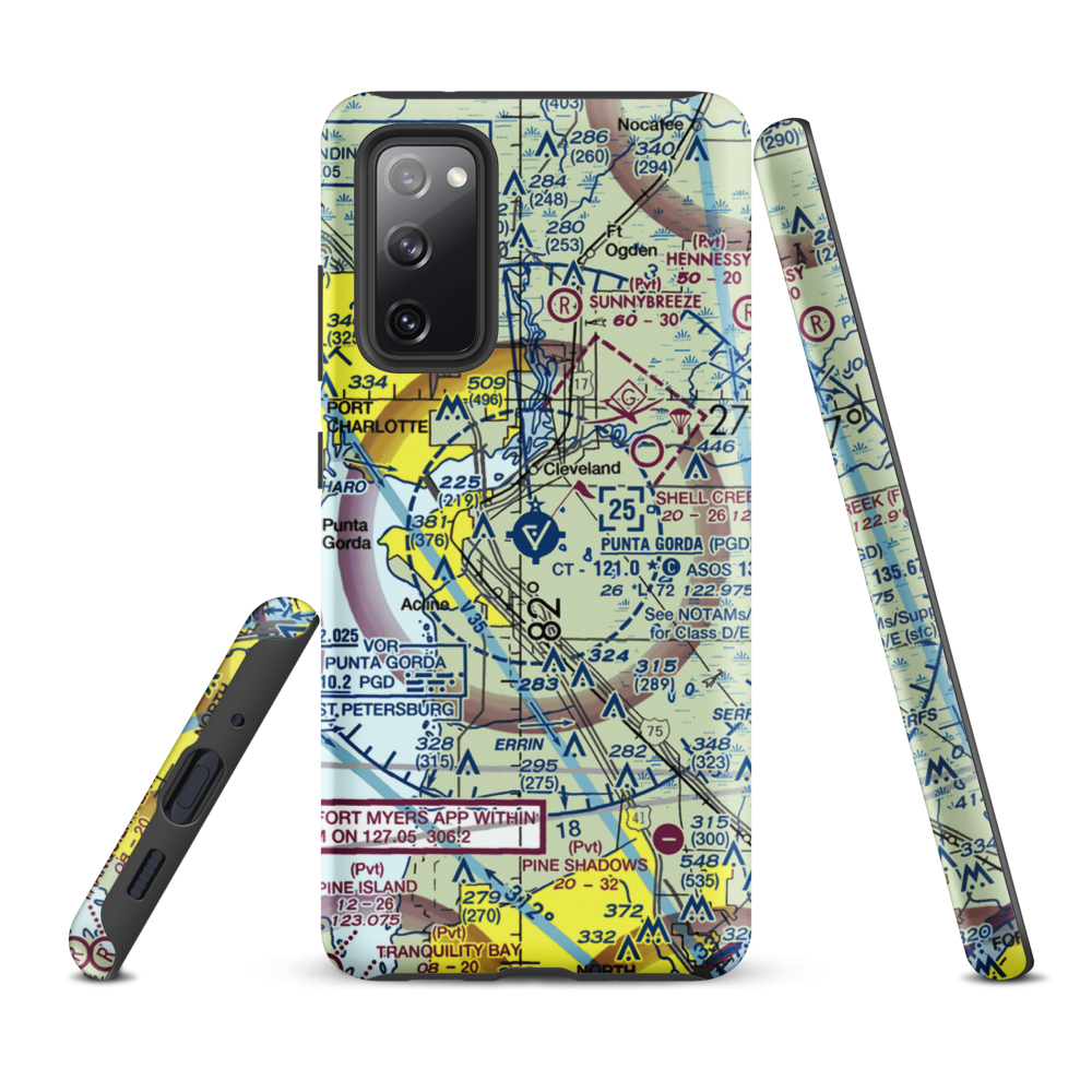 Charlotte County Airport (PGD) VFR Sectional Samsung Phone Case Samsung Galaxy S20 FE model shown