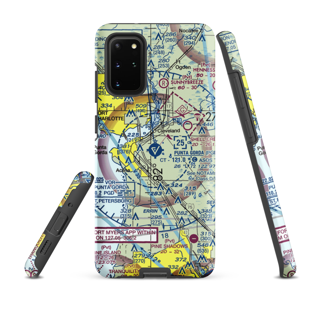 Charlotte County Airport (PGD) VFR Sectional Samsung Phone Case Samsung Galaxy S20 Plus model shown