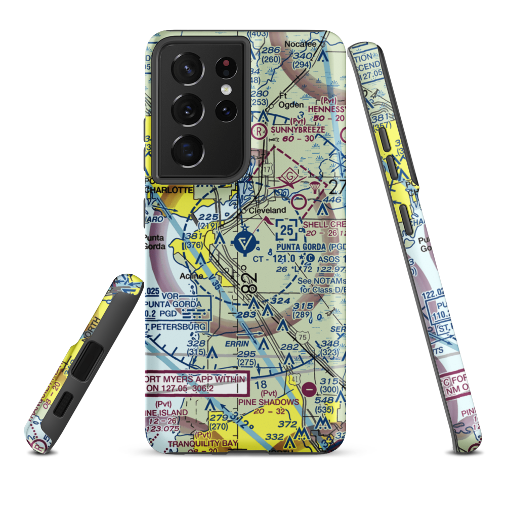 Charlotte County Airport (PGD) VFR Sectional Samsung Phone Case Samsung Galaxy S21 Ultra model shown