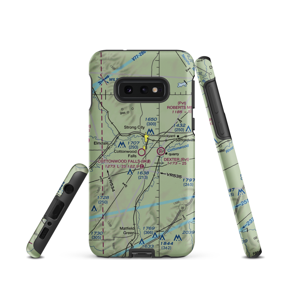 Chase County Airport (9K0) VFR Sectional Samsung Phone Case Samsung Galaxy S10e model shown