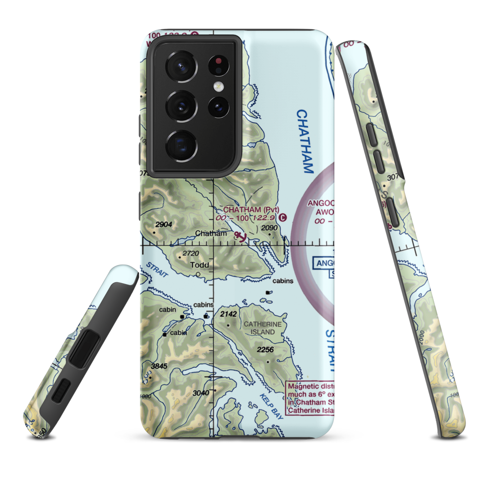 Chatham Seaplane Base (CYM) VFR Sectional Samsung Phone Case Samsung Galaxy S21 Plus model shown