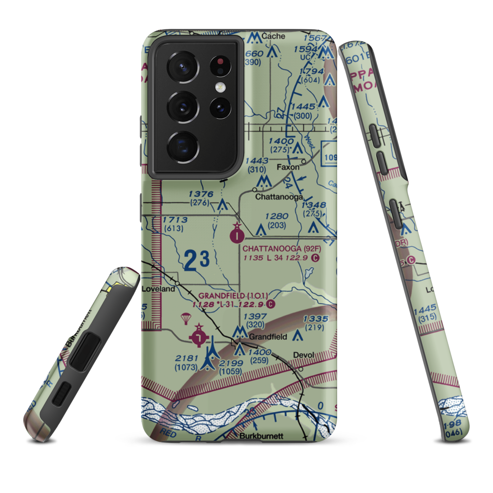 Chattanooga Sky Harbor Airport (92F) VFR Sectional Samsung Phone Case Samsung Galaxy S21 Plus model shown