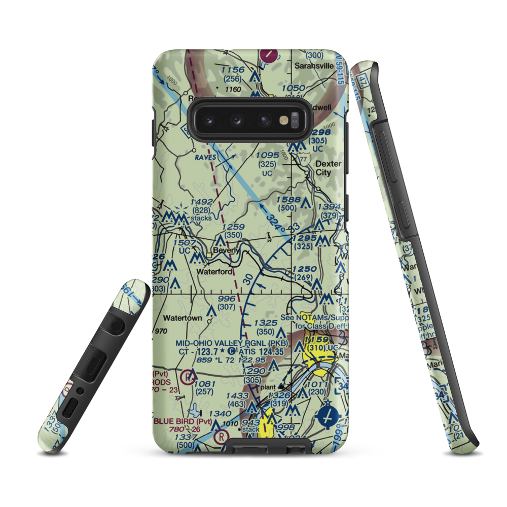 Checkpoint Charlie Airport (OI27) VFR Sectional Samsung Phone Case Samsung Galaxy S10 Plus model shown
