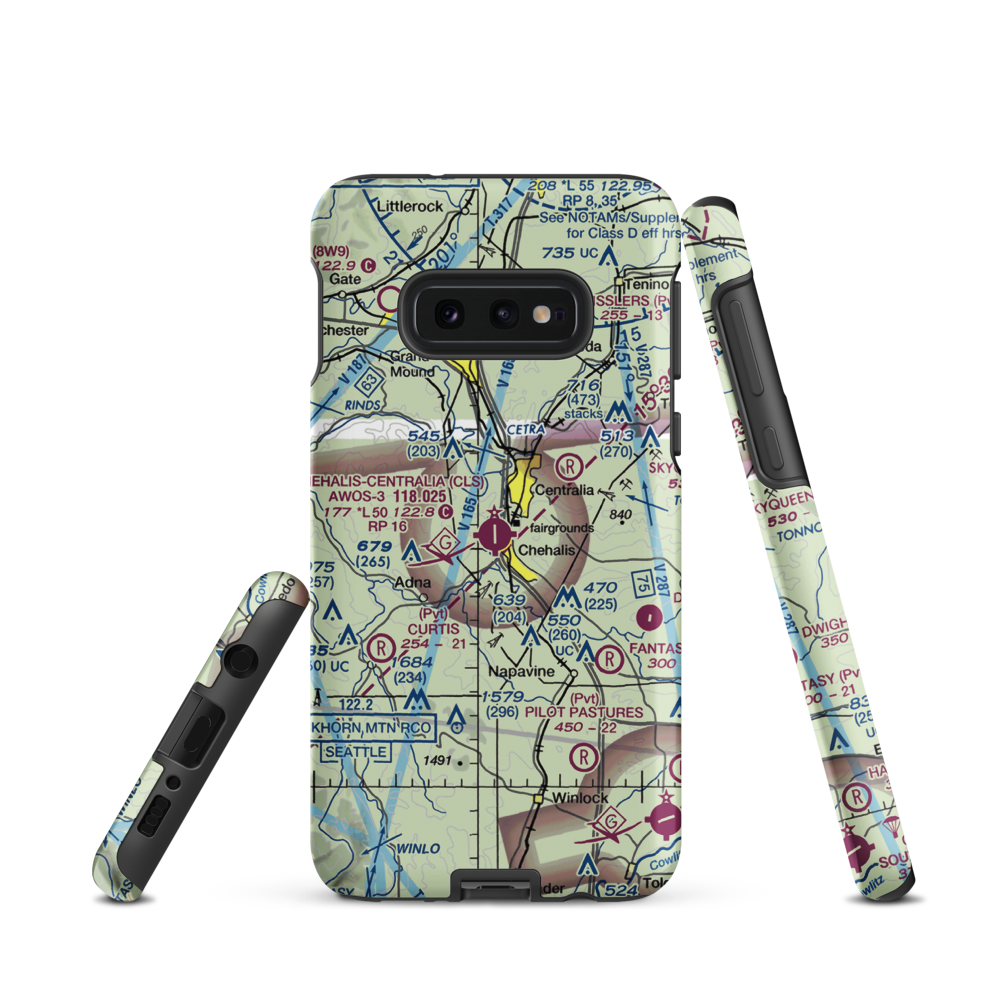 Chehalis Centralia Airport (CLS) VFR Sectional Samsung Phone Case Samsung Galaxy S10e model shown