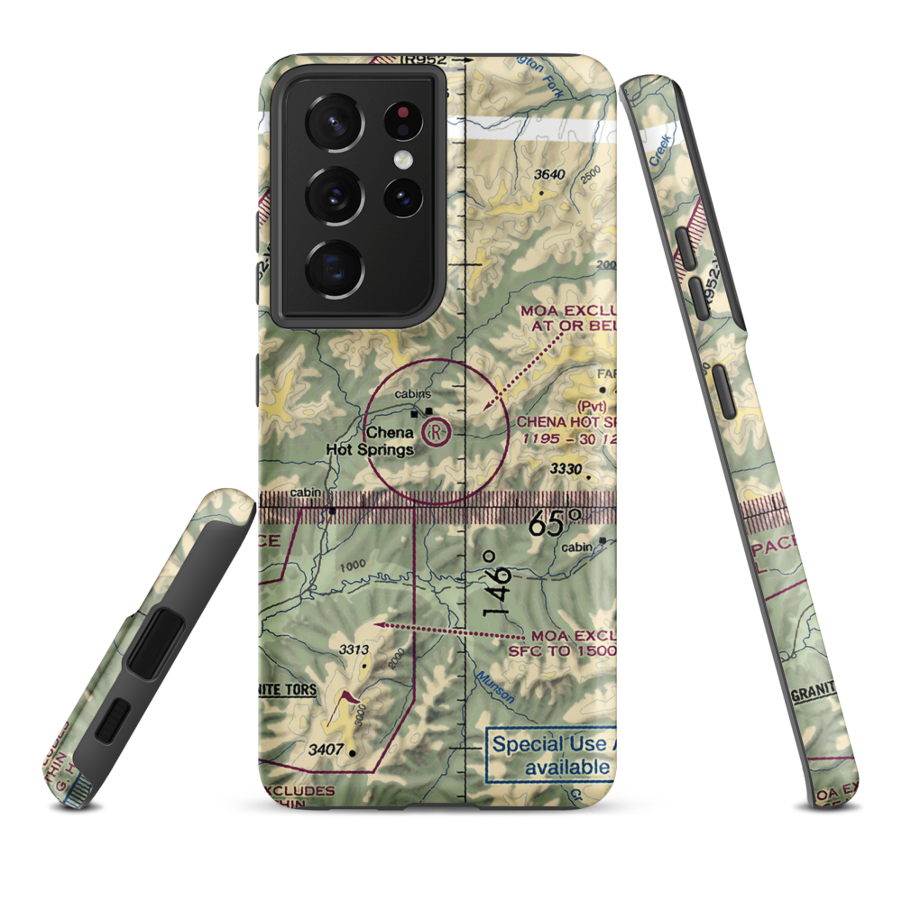 Chena Hot Springs Airport (AK13) VFR Sectional Samsung Phone Case Samsung Galaxy S21 Ultra model shown
