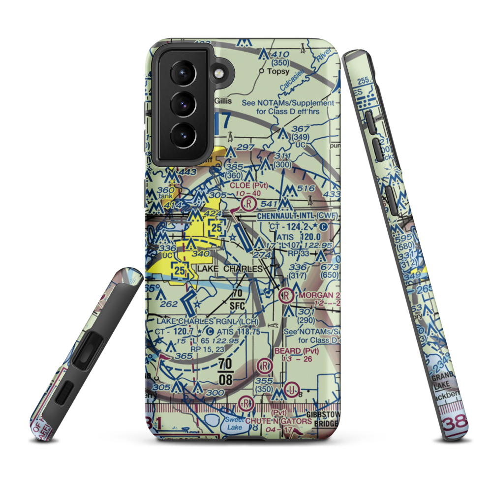 Chennault International Airport (CWF) VFR Sectional Samsung Phone Case Samsung Galaxy S21 FE model shown
