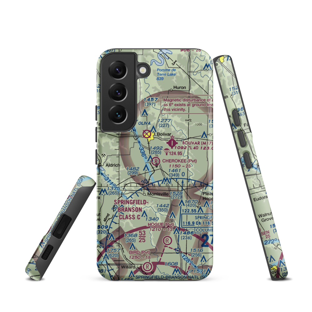Cherokee Airpark (MU19) VFR Sectional Samsung Phone Case Samsung Galaxy S22 model shown