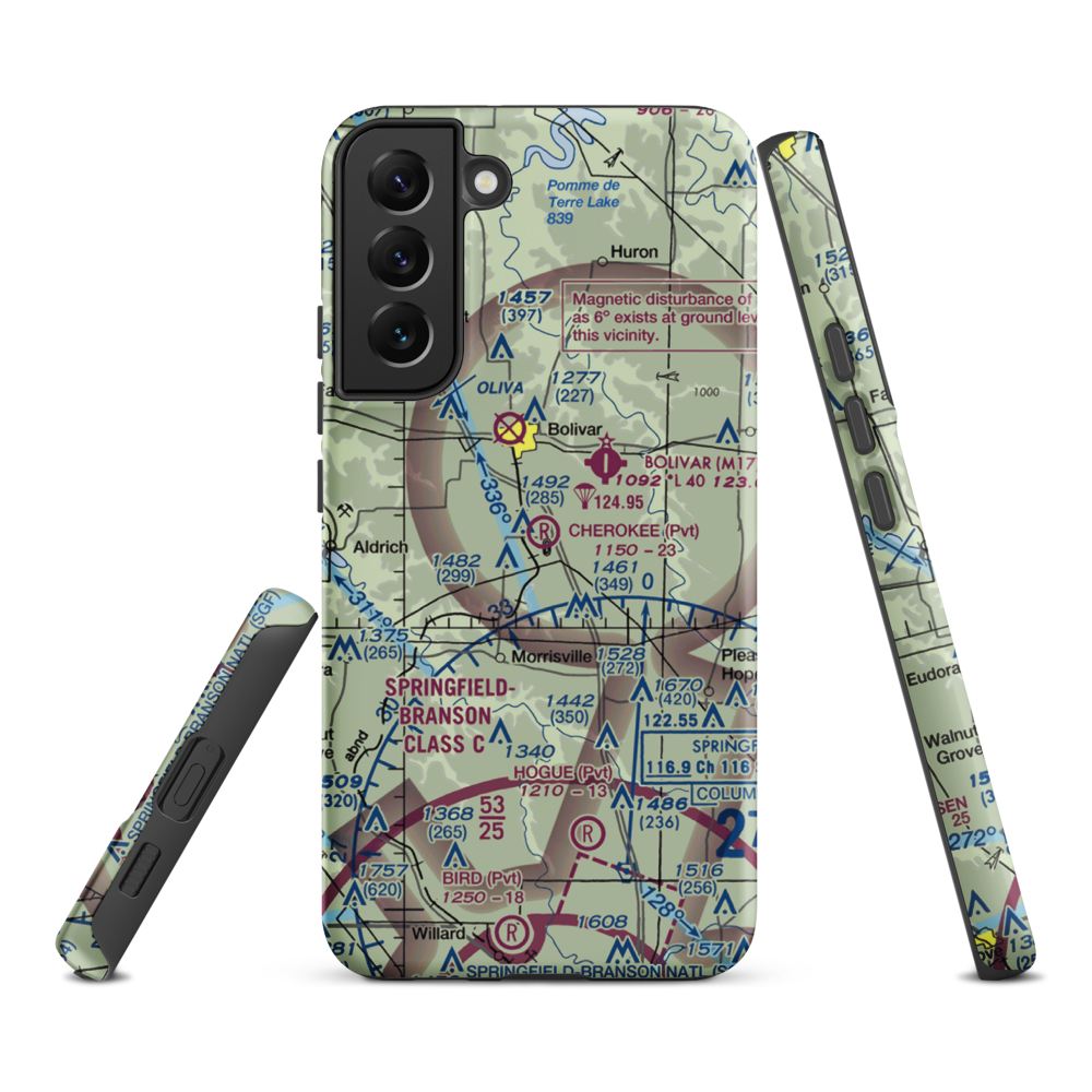 Cherokee Airpark (MU19) VFR Sectional Samsung Phone Case Samsung Galaxy S22 Plus model shown