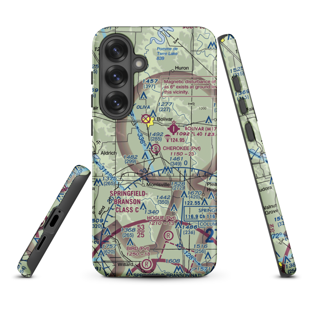 Cherokee Airpark (MU19) VFR Sectional Samsung Phone Case Samsung Galaxy S25 Plus model shown