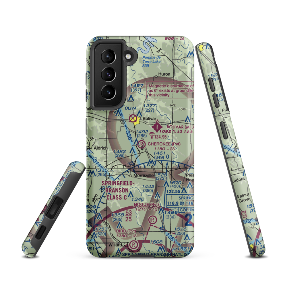 Cherokee Airpark (MU19) VFR Sectional Samsung Phone Case Samsung Galaxy S21 model shown