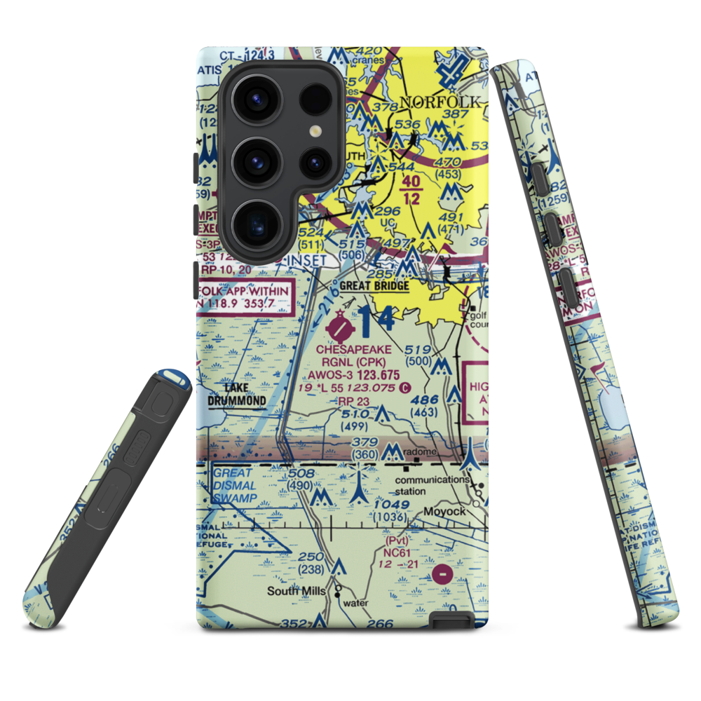 Chesapeake Regional Airport (CPK) VFR Sectional Samsung Phone Case Samsung Galaxy S23 Ultra model shown