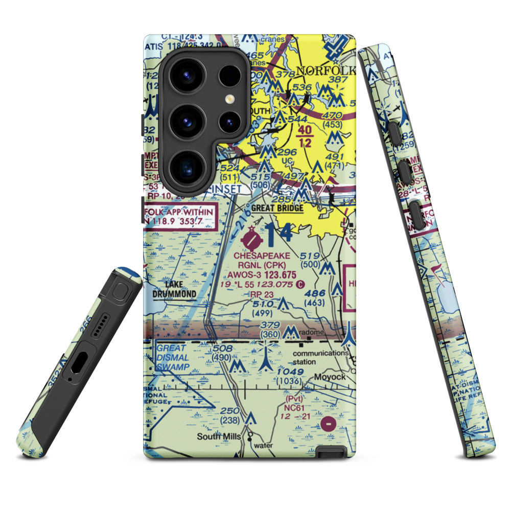 Chesapeake Regional Airport (CPK) VFR Sectional Samsung Phone Case Samsung Galaxy S24 Ultra model shown