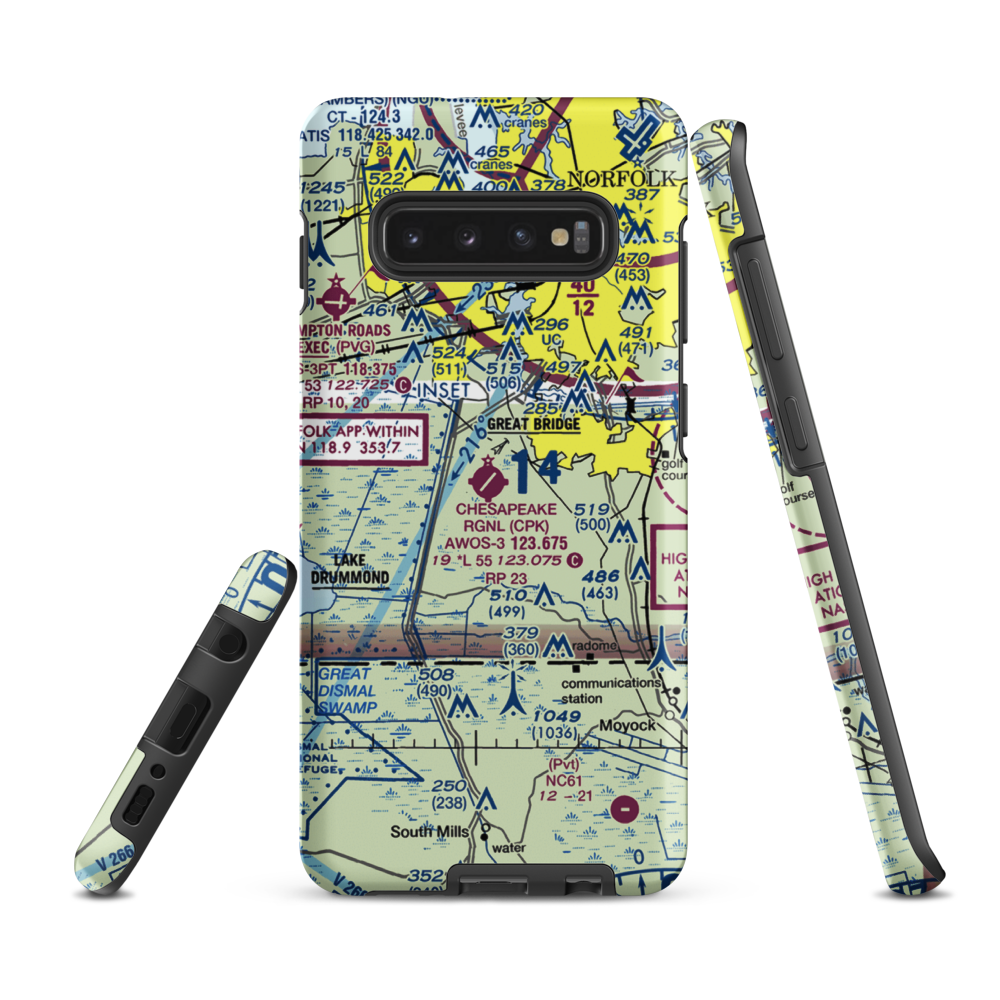Chesapeake Regional Airport (CPK) VFR Sectional Samsung Phone Case Samsung Galaxy S10 Plus model shown