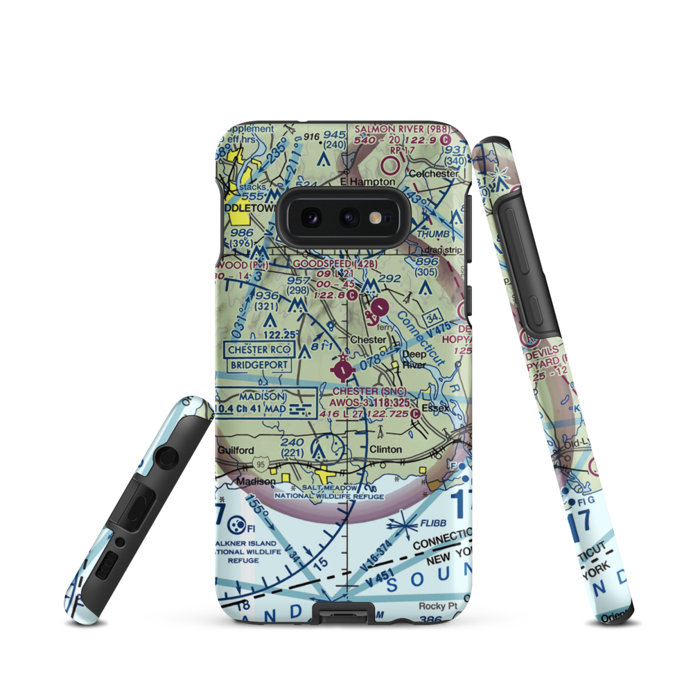 Chester Airport (SNC) VFR Sectional Samsung Phone Case Samsung Galaxy S10 Plus model shown